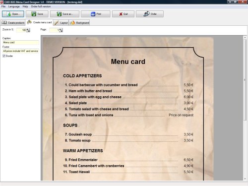 Screenshot for Menu Card Designer 1.0